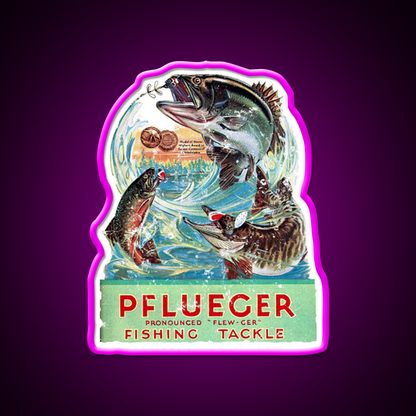 Pflueger Fishing Beer Bar Decor Led Neon Sign Rgb Color - Neon sign mounted on wall in room