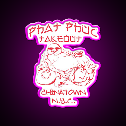 Phat Phuc Takeout Asian Cultural Led Neon Sign Rgb Color - Neon sign mounted on wall in room