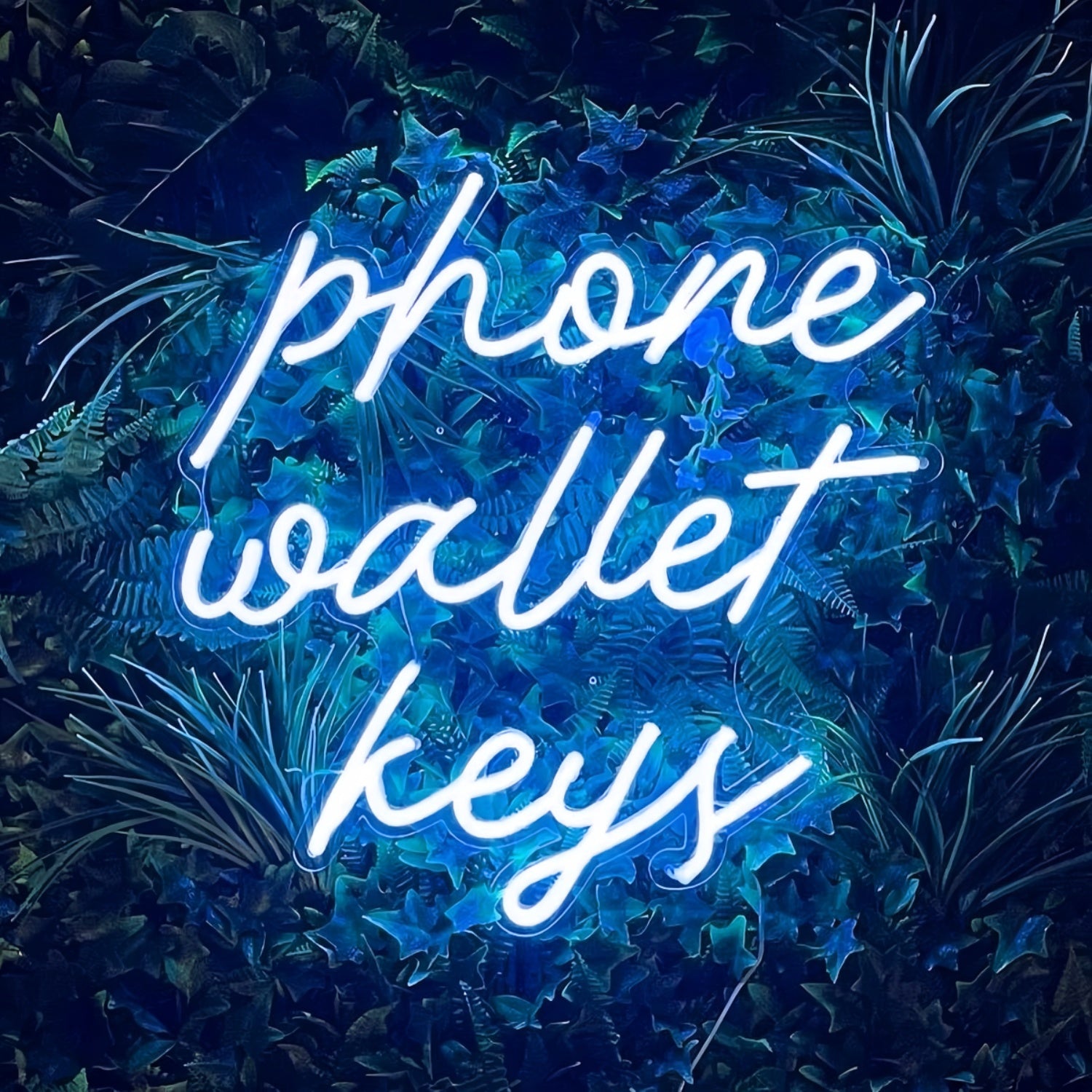 Phone Wallet Keys Keep Your Essentials In Check Neon Sign | Shineneon
