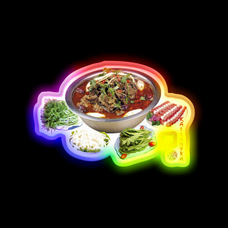 Photo Art Print Led Neon Sign Chinese Food Rgb Color