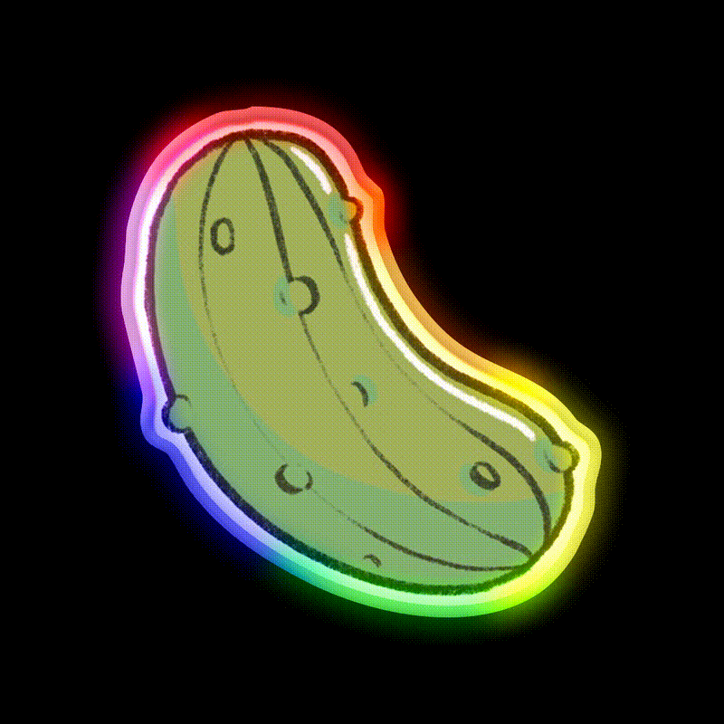 Pickle Snack Food Led Neon Sign Rgb Color - LED neon sign close-up detail