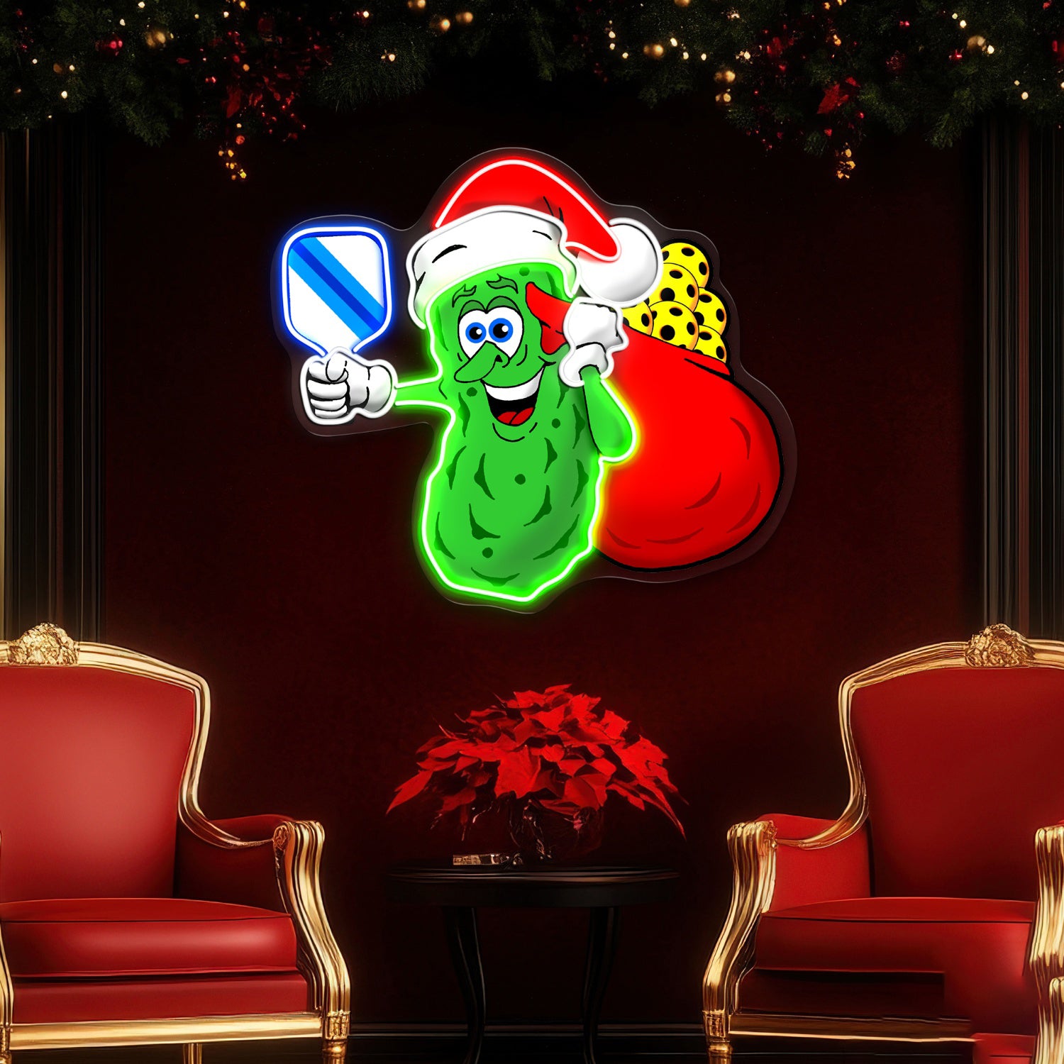 Pickleball Christmas Acrylic Led Neon Sign | Shineneon
