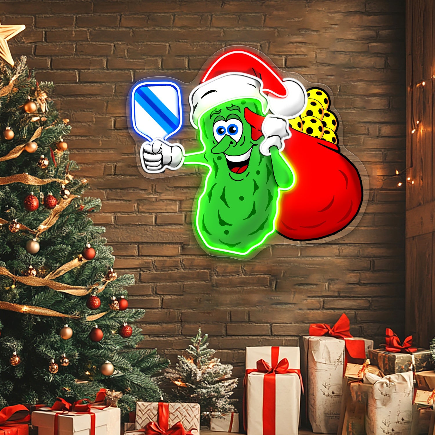 Pickleball Christmas Acrylic Led Neon Sign | Shineneon
