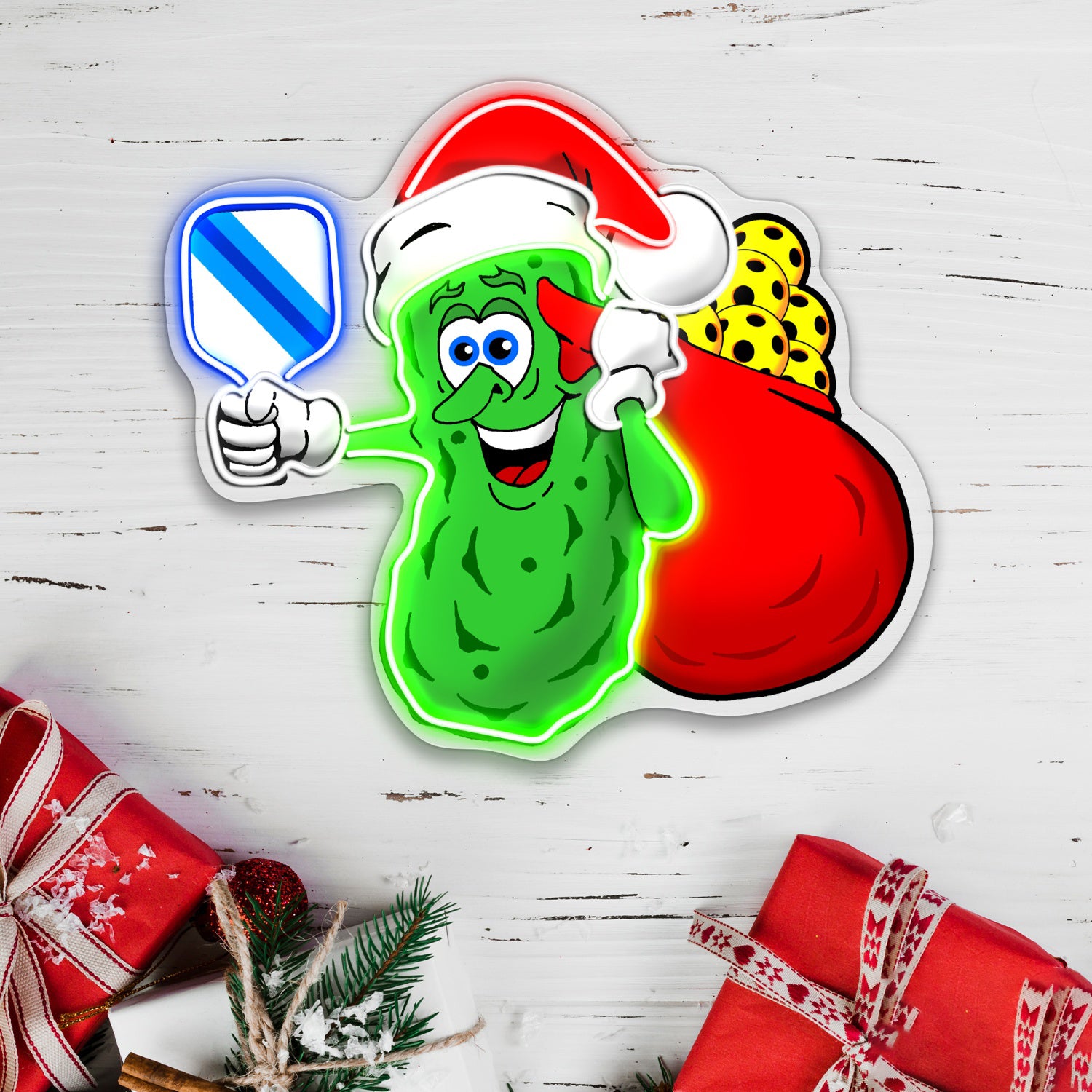 Pickleball Christmas Acrylic Led Neon Sign | Shineneon
