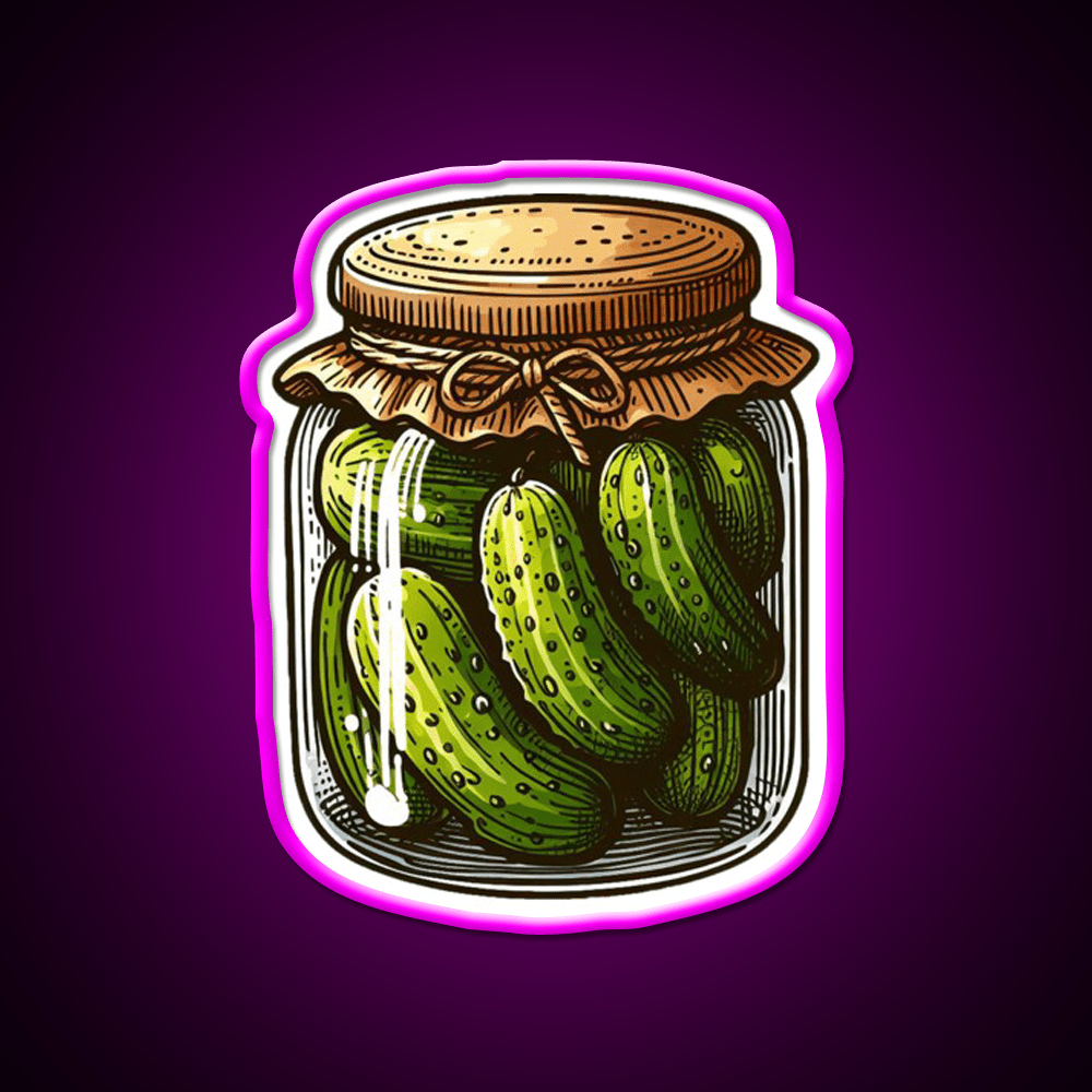 Pickles Jar Crunchy Food Art Snack Food Led Neon Sign Rgb Color - Shineneon