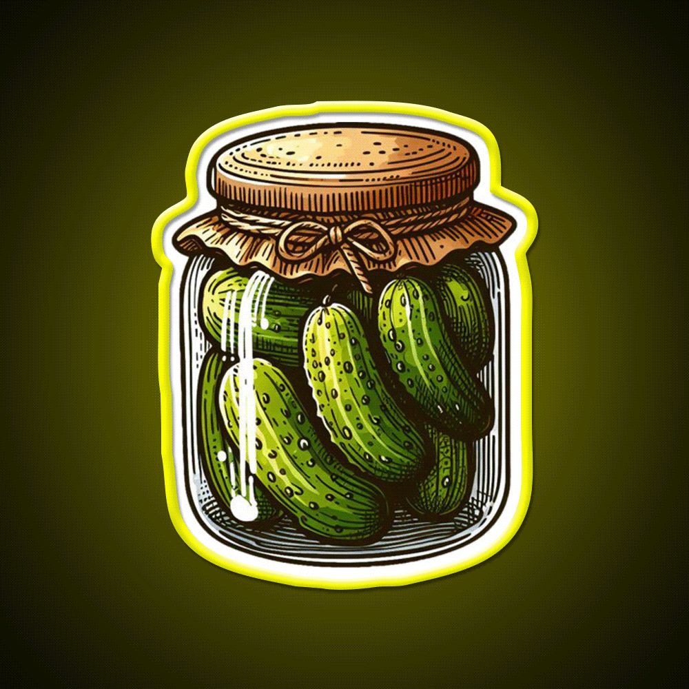 Pickles Jar Crunchy Food Art Snack Food Led Neon Sign Rgb Color - Custom LED neon sign front view