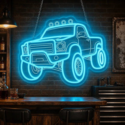 Pickup Truck 4x4 Brick Wall Vintage LED Neon Sign - Shineneon