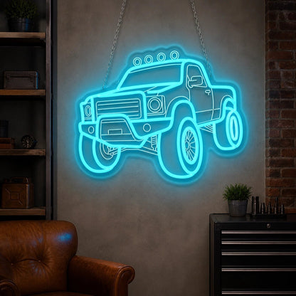 Pickup Truck 4x4 Brick Wall Vintage LED Neon Sign - Shineneon