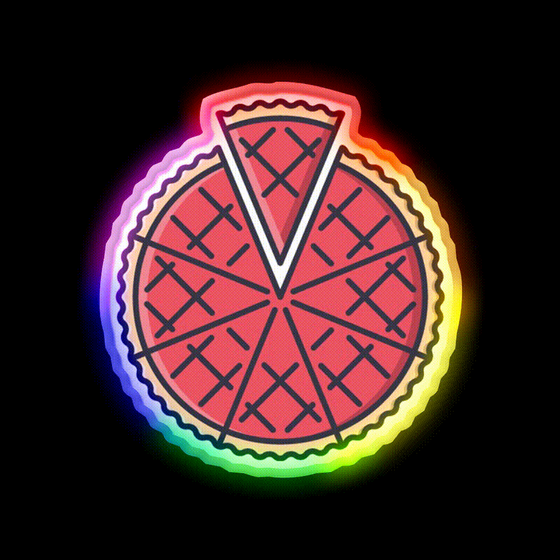 Pie Snack Food Led Neon Sign Rgb Color - LED neon sign close-up detail