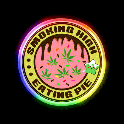 Pie Weed Pie Cannabispie Weedpie Hemp Inspired Green Leaf Led Neon Sign Rgb Color - LED neon sign close-up detail