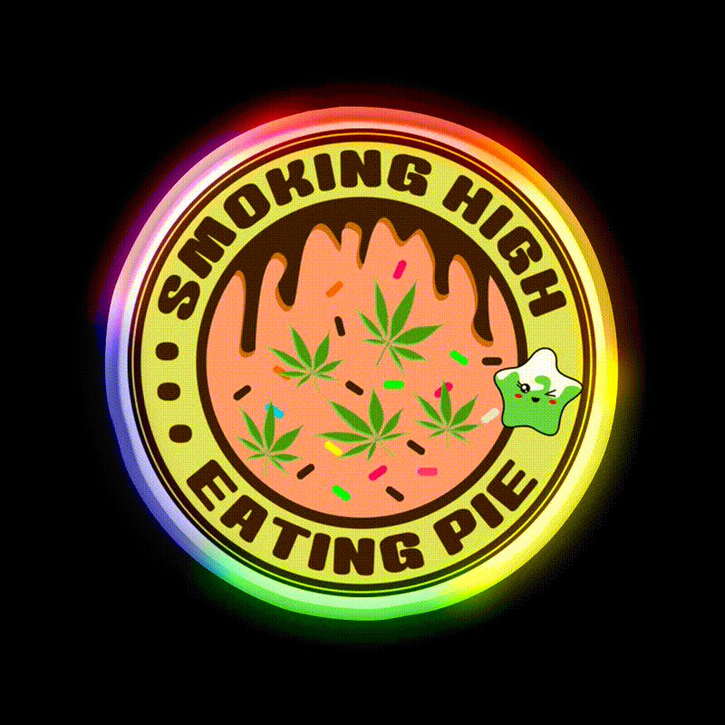 Pie Weed Pie Cannabispie Weedpie Hemp Inspired Green Leaf Led Neon Sign Rgb Color - LED neon sign close-up detail