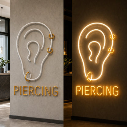 Piercing LED Neon Sign Garage Man Cave Neon Sign day and night comparison