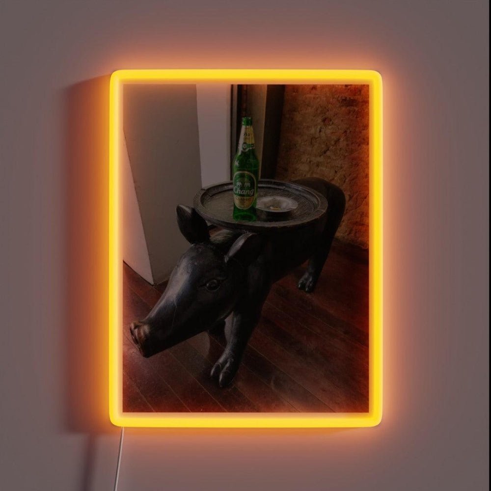 Pig Chang And Cigarettes Rgb Led Neon Sign - Shineneon