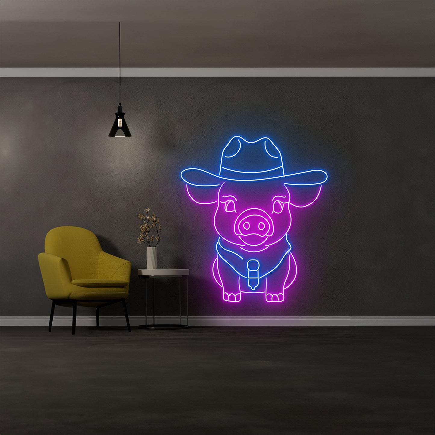 Pig Cowboy Neon Sign