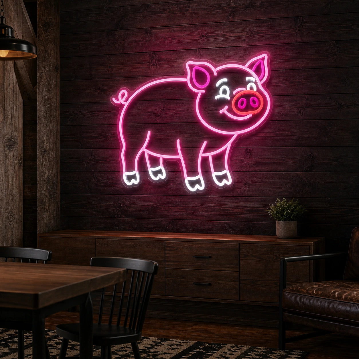 Pig LED Neon Sign Garage Man Cave Neon Sign real lifestyle scene