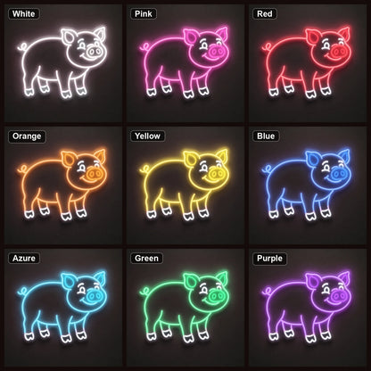 Pig LED Neon Sign Garage Man Cave Neon Sign color grid