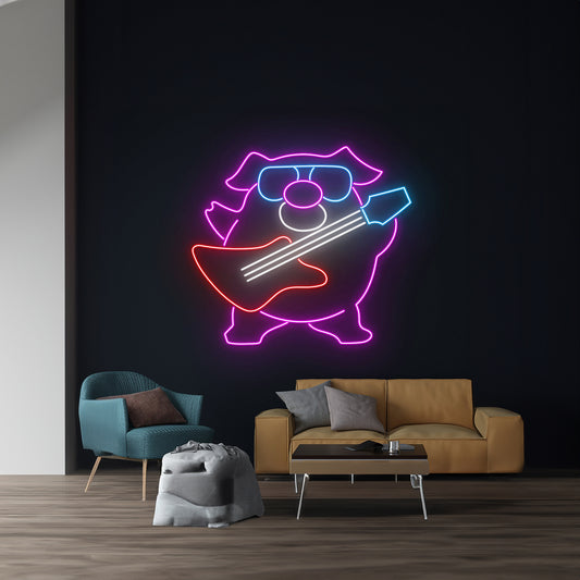 Pig Rock Star Neon Light