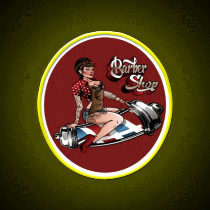 Pin Up Barber Shop Haircut Led Neon Sign - Custom LED neon sign front view