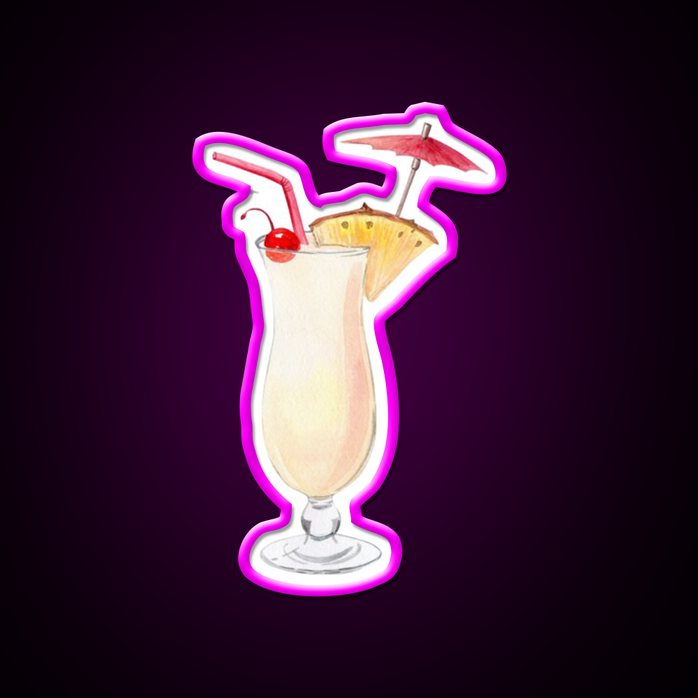 Pina Colada Cocktail Bar Decor Led Neon Sign For Home Bar Decor Rgb Color - Neon sign mounted on wall in room