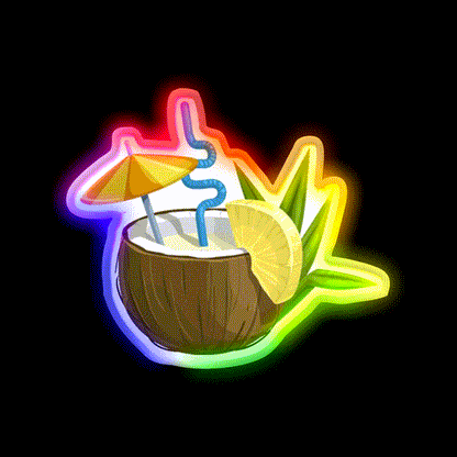 Pina Colada Cocktail Bar Decor Led Neon Sign Home Bar Decor Rgb Color - LED neon sign close-up detail