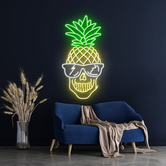 Pinapple Skull Led Sign