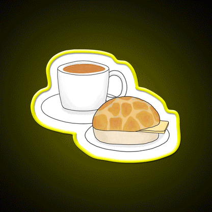 Pineapple Bun And Milk Tea Snack Food Led Neon Sign Rgb Color - Custom LED neon sign front view