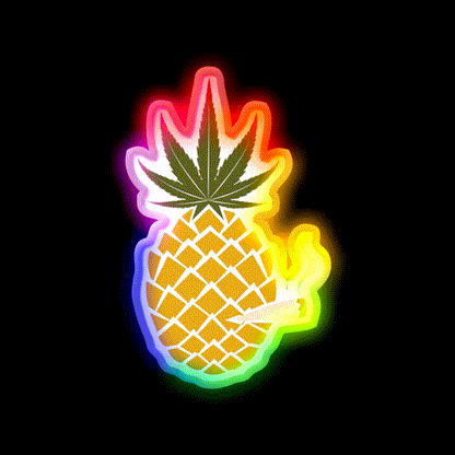 Pineapple Express Dopest Dope Hemp Inspired Green Leaf Led Neon Sign Rgb Color - LED neon sign close-up detail
