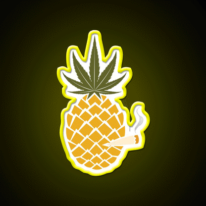 Pineapple Express Dopest Dope Hemp Inspired Green Leaf Led Neon Sign Rgb Color - Custom LED neon sign front view