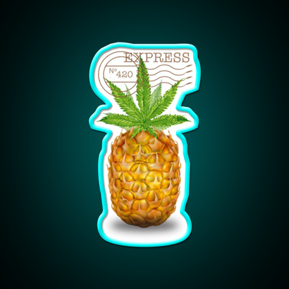 Pineapple Express Og Strain Art Hemp Inspired Green Leaf Led Neon Sign Rgb Color - Size and dimension reference