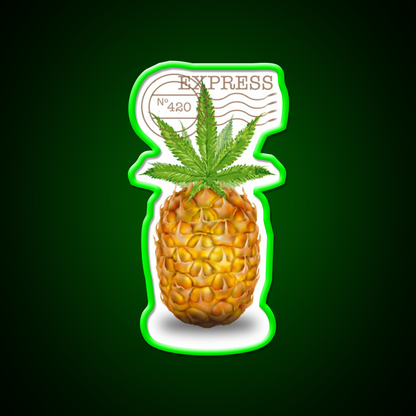 Pineapple Express Og Strain Art Hemp Inspired Green Leaf Led Neon Sign Rgb Color - LED neon sign view 8