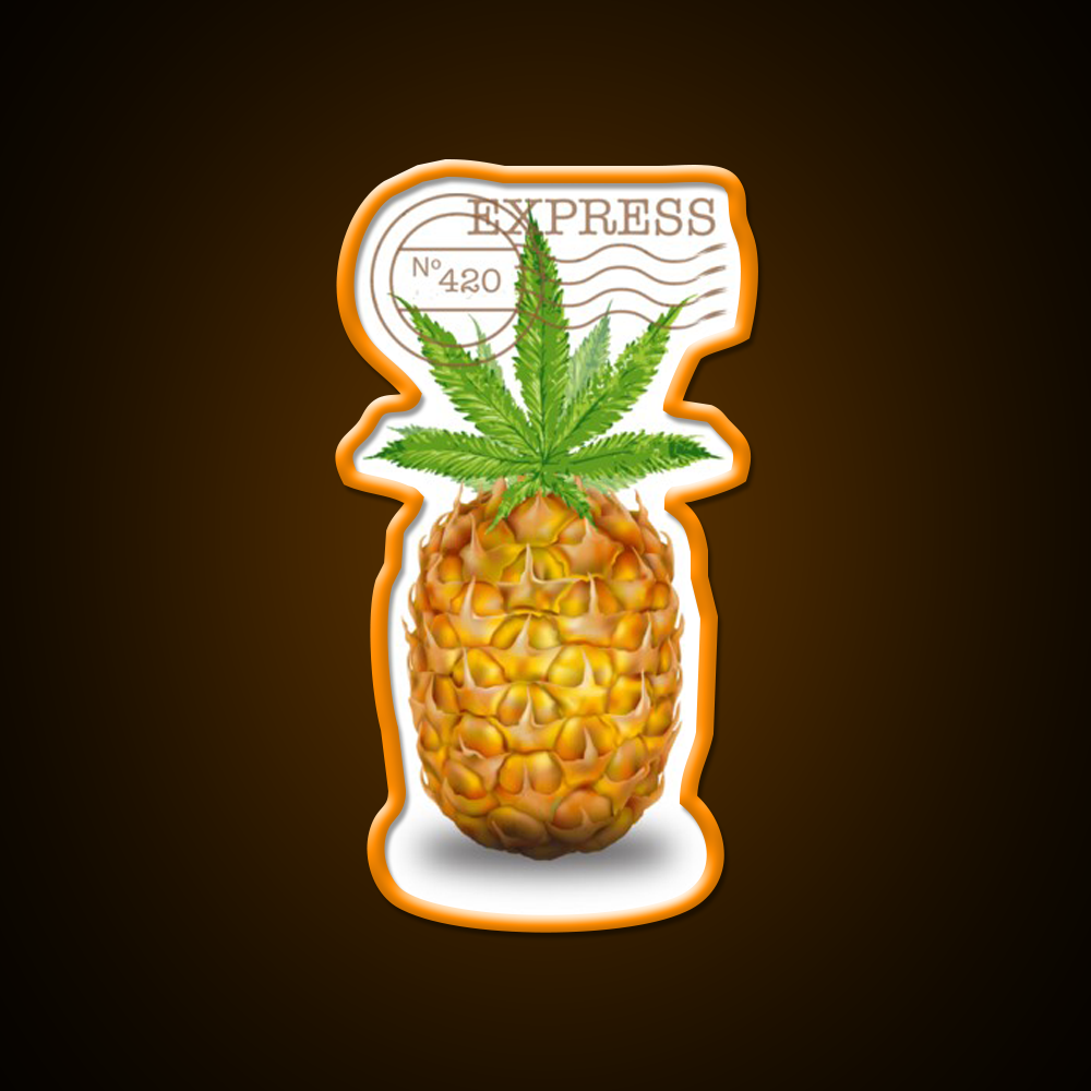 Pineapple Express Og Strain Art Hemp Inspired Green Leaf Led Neon Sign Rgb Color - LED neon sign view 6