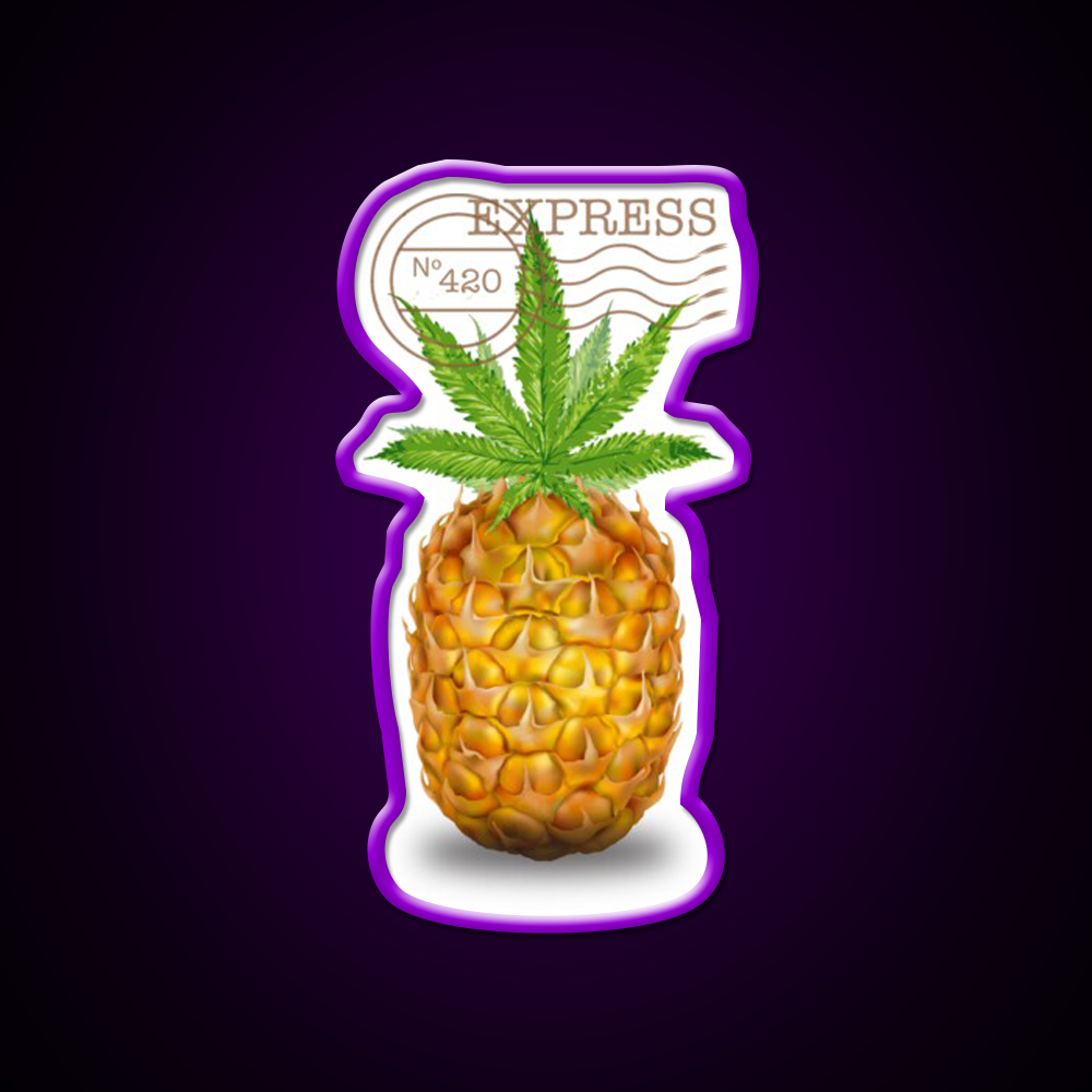 Pineapple Express Og Strain Art Hemp Inspired Green Leaf Led Neon Sign Rgb Color - LED neon sign view 9