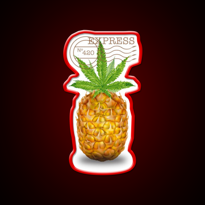 Pineapple Express Og Strain Art Hemp Inspired Green Leaf Led Neon Sign Rgb Color - LED neon sign view 10