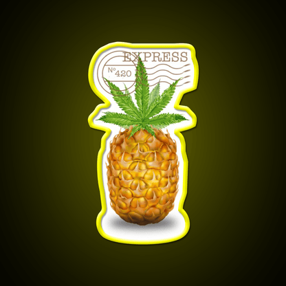 Pineapple Express Og Strain Art Hemp Inspired Green Leaf Led Neon Sign Rgb Color - Shineneon
