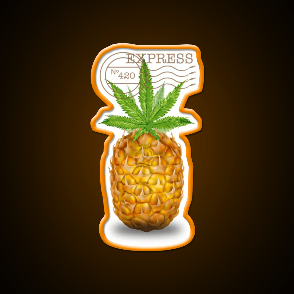 Pineapple Express Og Strain Art Hemp Inspired Green Leaf Led Neon Sign Rgb Color - Shineneon