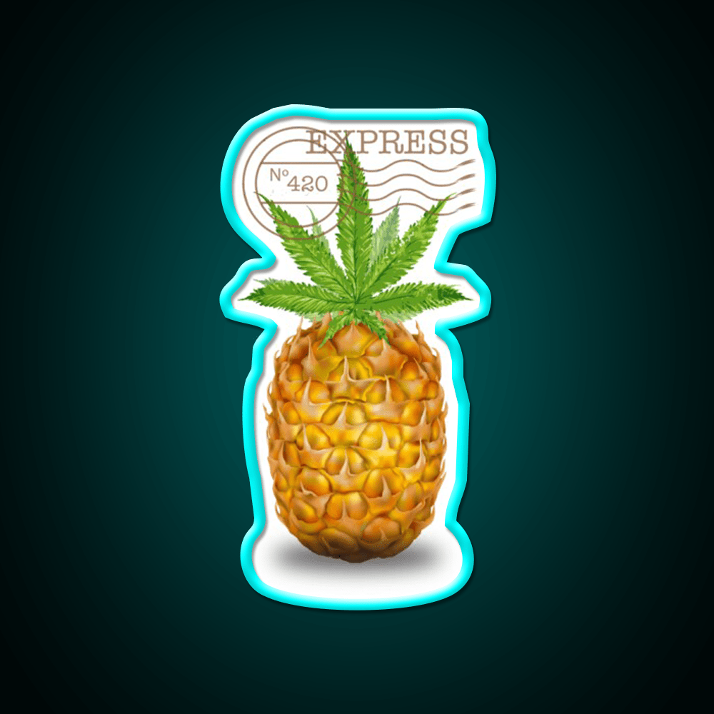Pineapple Express Og Strain Art Hemp Inspired Green Leaf Led Neon Sign Rgb Color - Shineneon