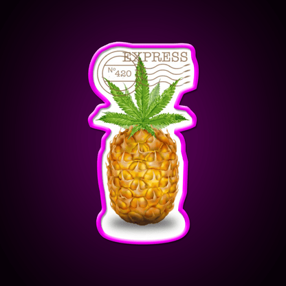 Pineapple Express Og Strain Art Hemp Inspired Green Leaf Led Neon Sign Rgb Color - Shineneon