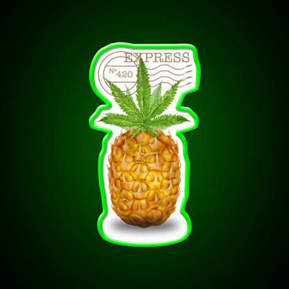 Pineapple Express Og Strain Art Hemp Inspired Green Leaf Led Neon Sign Rgb Color - Shineneon
