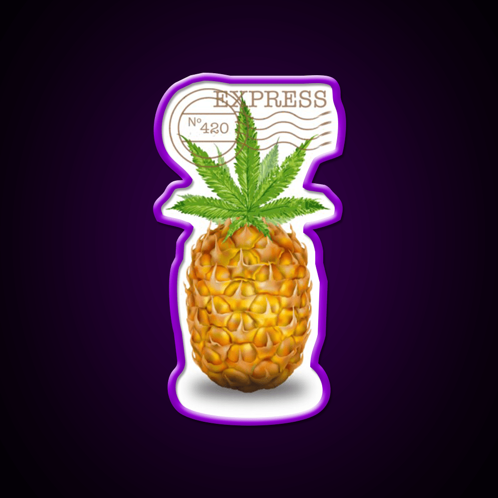 Pineapple Express Og Strain Art Hemp Inspired Green Leaf Led Neon Sign Rgb Color - Shineneon