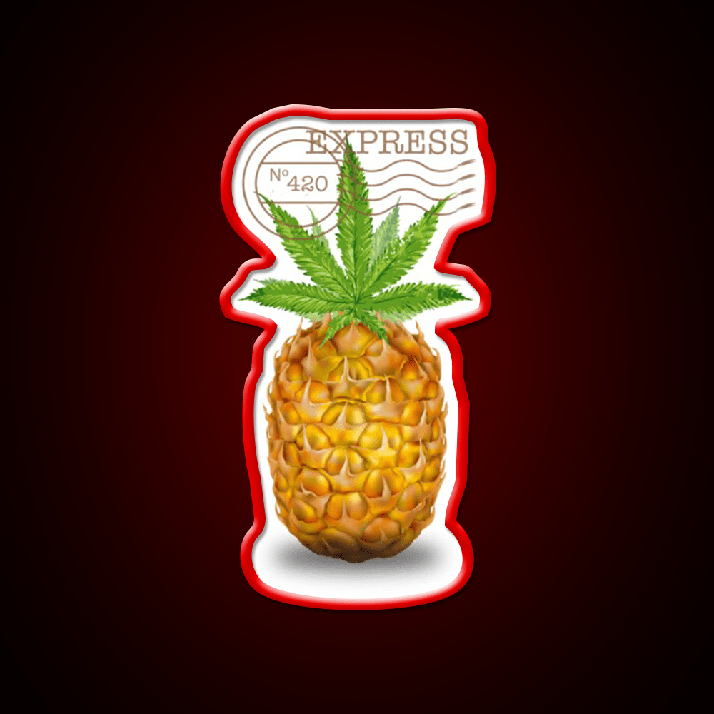 Pineapple Express Og Strain Art Hemp Inspired Green Leaf Led Neon Sign Rgb Color - Shineneon