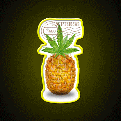 Pineapple Express Og Strain Art Hemp Inspired Green Leaf Led Neon Sign Rgb Color - Custom LED neon sign front view