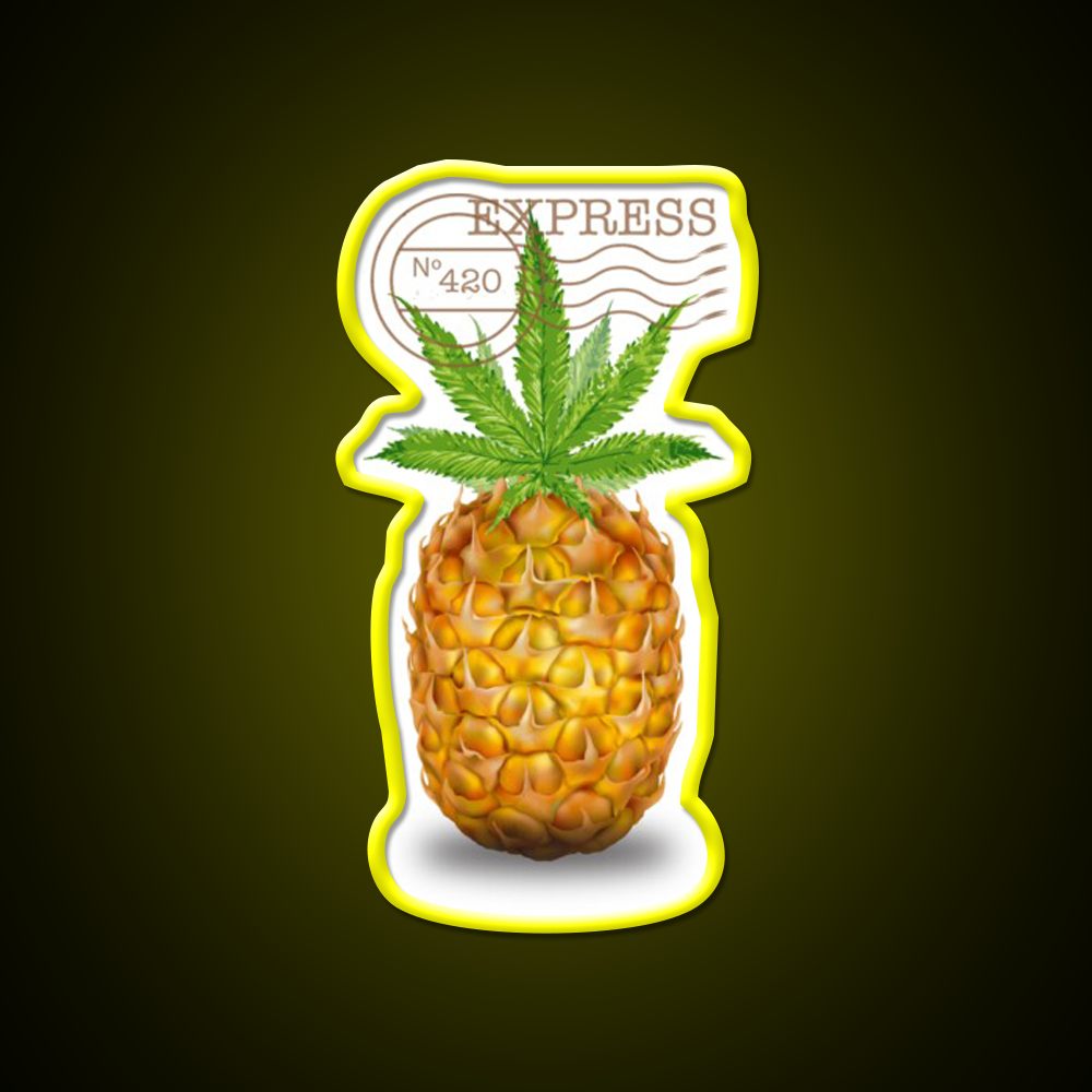 Pineapple Express Og Strain Art Hemp Inspired Green Leaf Led Neon Sign Rgb Color - LED neon sign view 7