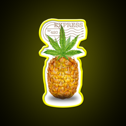 Pineapple Express Og Strain Art Hemp Inspired Green Leaf Led Neon Sign Rgb Color - LED neon sign view 7