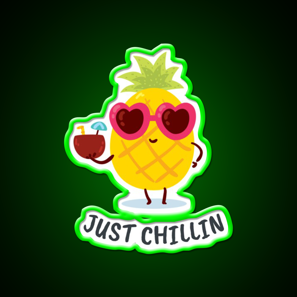 Pineapple Just Chillin Cocktail Bar Decor Led Neon Sign Rgb Color - LED neon sign view 8