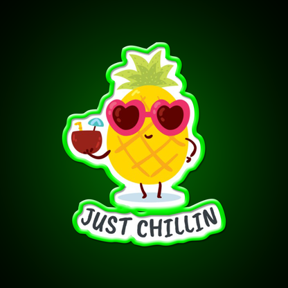 Pineapple Just Chillin Cocktail Bar Decor Led Neon Sign Rgb Color - LED neon sign view 8