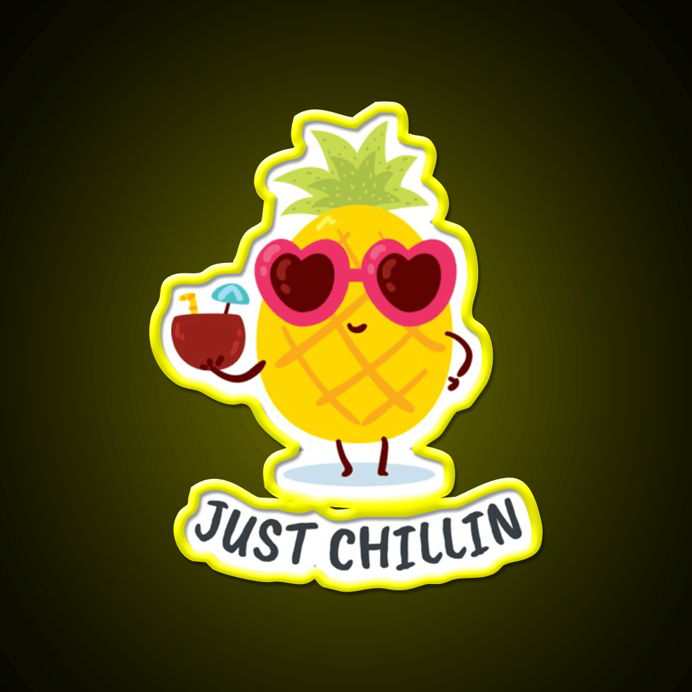 Pineapple Just Chillin Cocktail Bar Decor Led Neon Sign Rgb Color - Shineneon