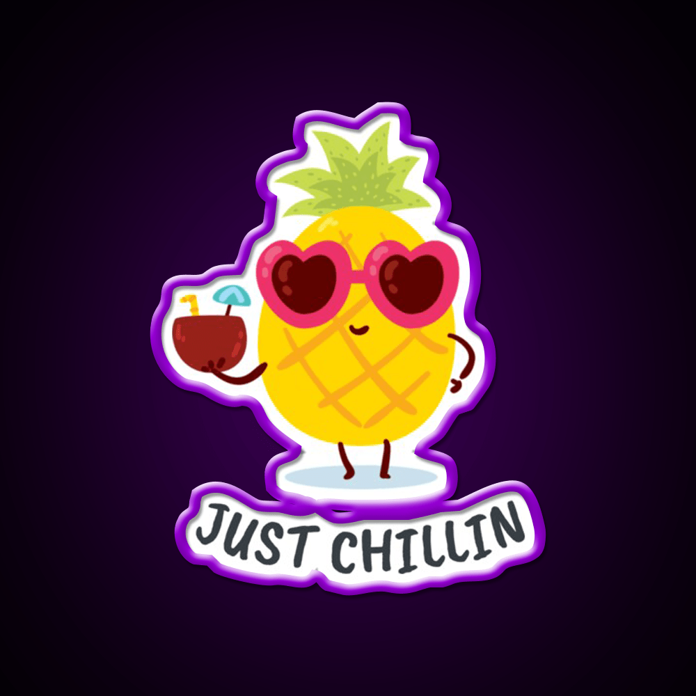 Pineapple Just Chillin Cocktail Bar Decor Led Neon Sign Rgb Color - Shineneon