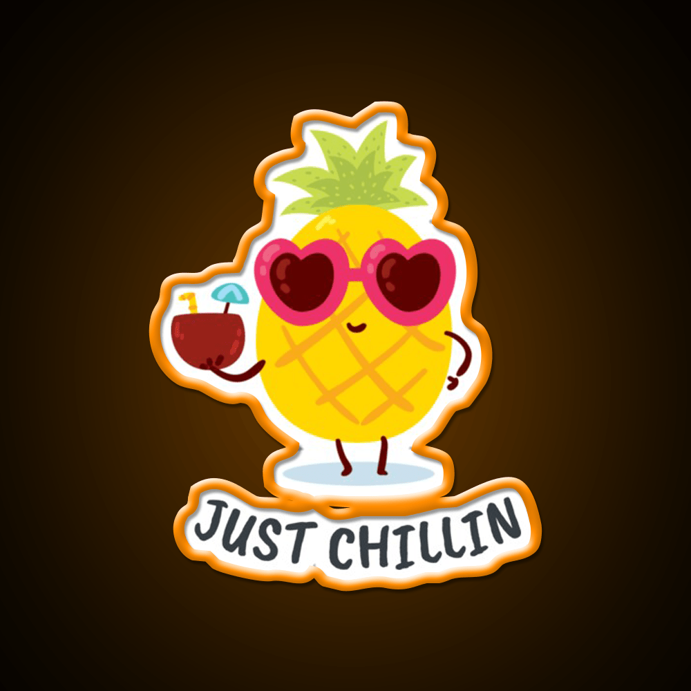 Pineapple Just Chillin Cocktail Bar Decor Led Neon Sign Rgb Color - Shineneon