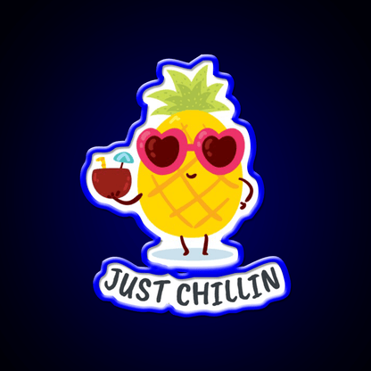 Pineapple Just Chillin Cocktail Bar Decor Led Neon Sign Rgb Color - Shineneon