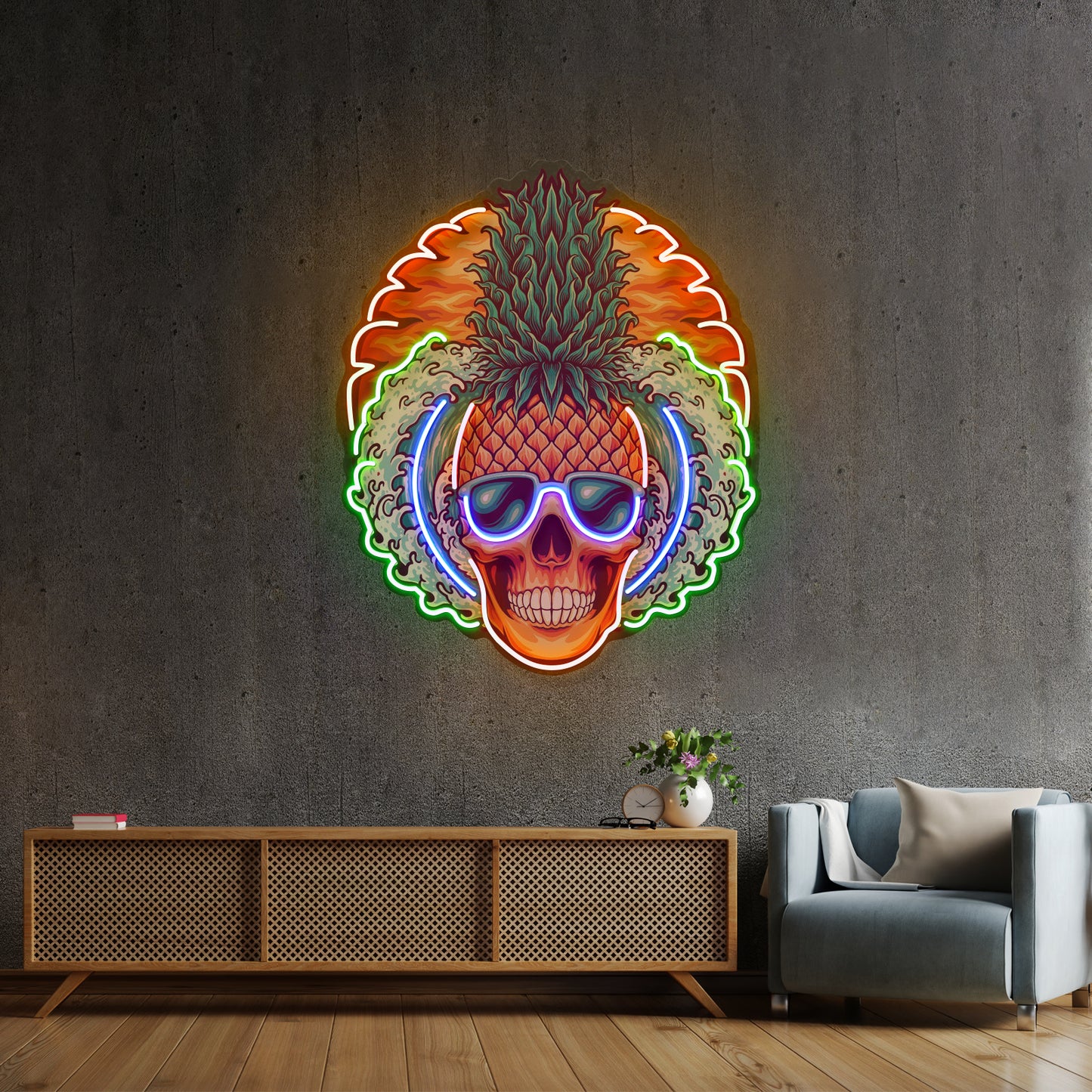 Pineapple Sea Skull Led Neon Sign Light Custom Led Signs